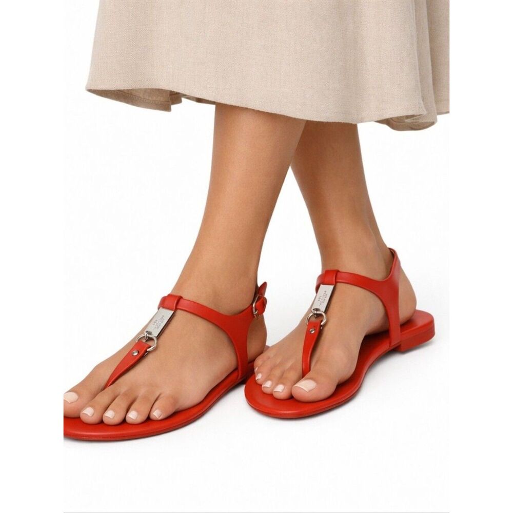 Coach Plato Jelly Sandals Pink Watermelon T-Strap Sandals Flat Size 7